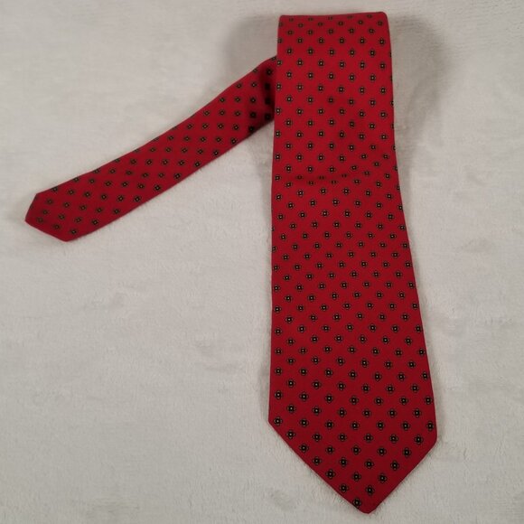 Robert Talbott Hand Sewn Silk Printed in Italy Made in USA W 3 3/8 by L 57 Red - Picture 4 of 11